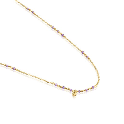 Colar em prata vermeil e ametista Bold Bear