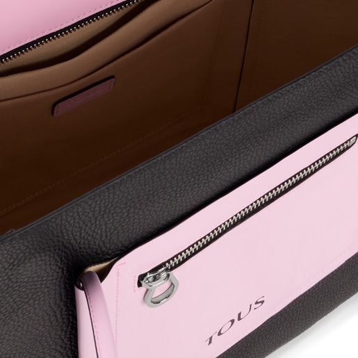 תיק קניות TOUS Empire גדול מעור בצבעי שחור וסגול