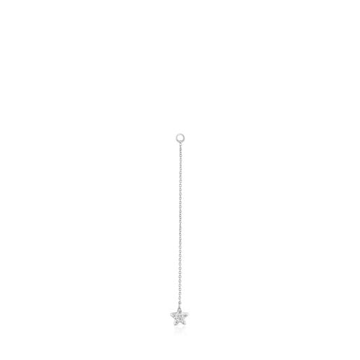 Μακρύ μονό σκουλαρίκι αστέρι TOUS Grain από λευκόχρυσο με διαμάντια