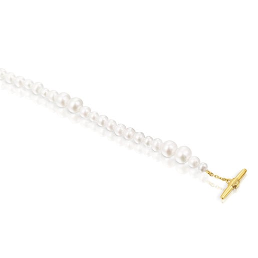 Cultured pearl Lure Bracelet with silver vermeil