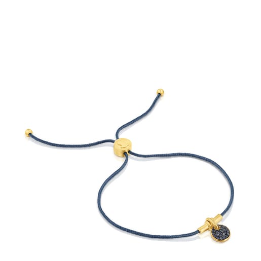 Pulsera de cordón luna con baño de oro 18 kt sobre plata y zafiros Luah