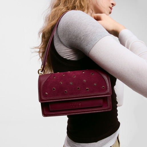 Small burgundy-colored Crossbody bag TOUS Audree Strass