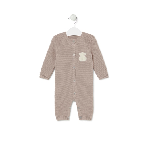 Baby playsuit in Tricot beige