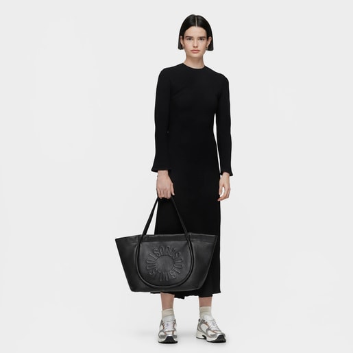 Large black leather Tote bag TOUS Miranda