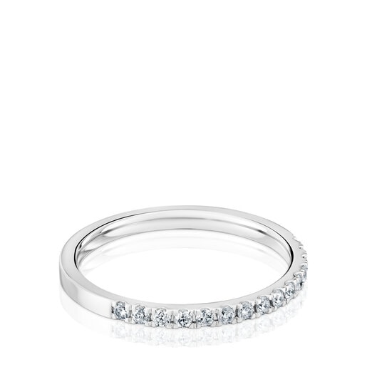 Stredne veľký Half eternity prsteň z bieleho zlata s diamantmi Les Classiques