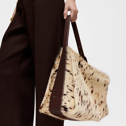 Saca de piel marrón wild TOUS Fold