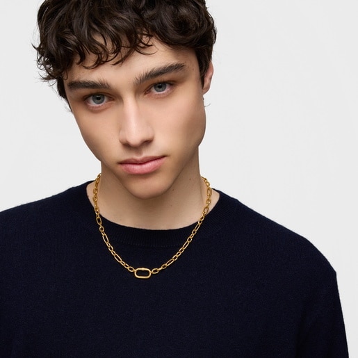 Short Necklace with 18kt gold plating over silver with ring Hold Oval