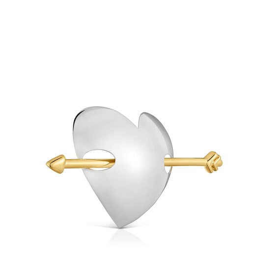 Steel and gold-colored steel Pin TOUS Flechazo
