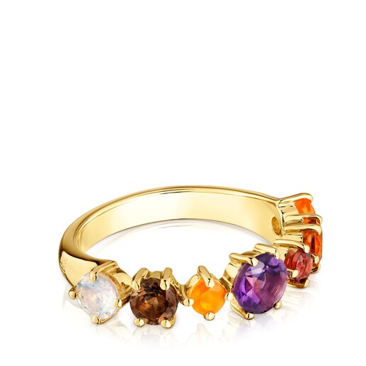 Small 18kt gold-plated silver and gemstones Ring Sugar Party | TOUS