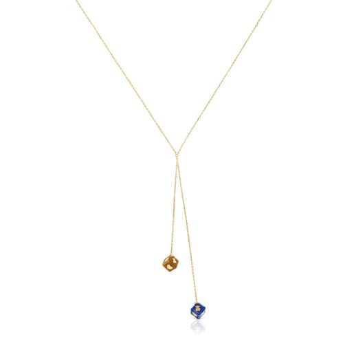Collana in oro 14 kt e pietre preziose Cube