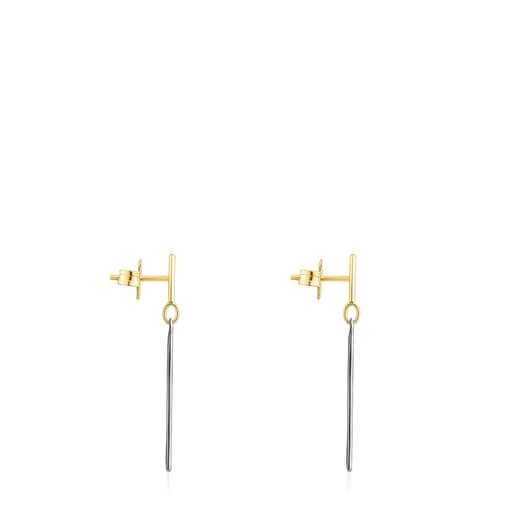 עגילי TOUS Bear Row בשני גוונים עם צלליות דובונים