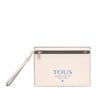 Bolsa clutch Tous Essential beige y marrón
