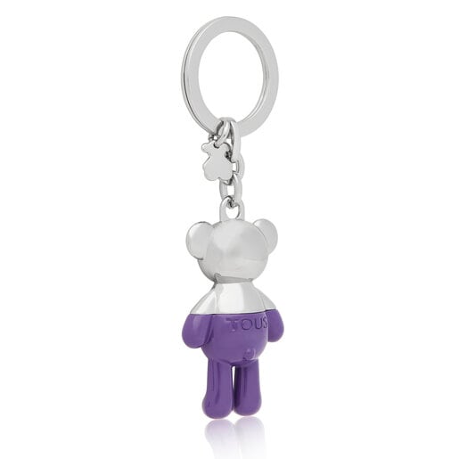 Porte-clés TOUS Teddy Bear argenté et lilas