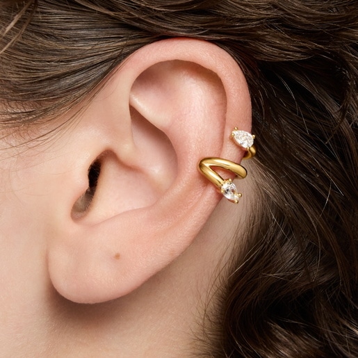 Earcuff con baño de oro 18 kt sobre plata y diamantes creados en laboratorio Lio LGD
