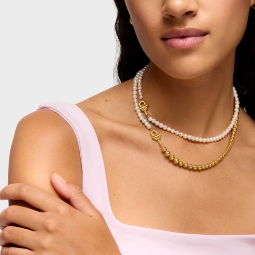 Short cultured pearl Necklace with 18kt gold plating over silver TOUS MANIFESTO