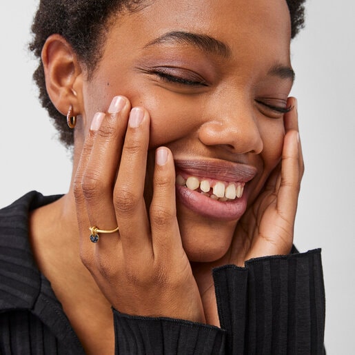 Silver vermeil Luah luna Ring with sapphires