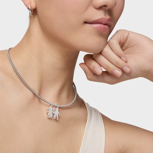Silver Sweet Dolls boy-girl Pendant