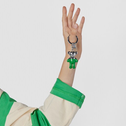 Porte-clés TOUS Teddy Bear argenté et vert