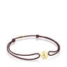 Bracelet fleur en or et cordon marron TOUS Balloon