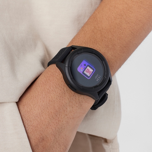 ブラックシリコンストラップが付いたスポーツ腕時計 Smarteen Connect