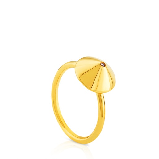Gold Tack Ring with Diamond
