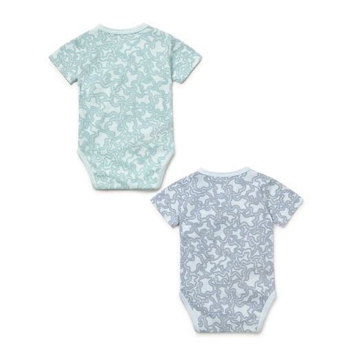 Pack of wrap-over baby bodysuits in KaosP sky blue