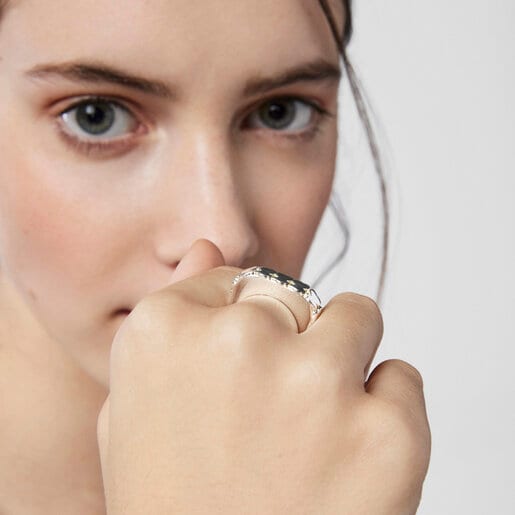 טבעת חותם דובונים Straight עשויה כסף