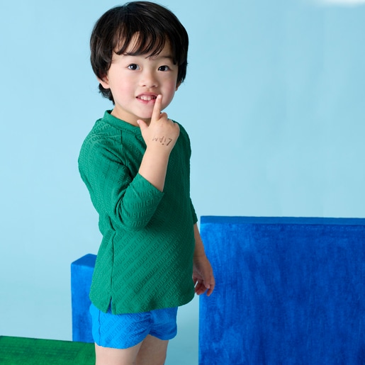 Long-sleeved beach t-shirt in Logo green