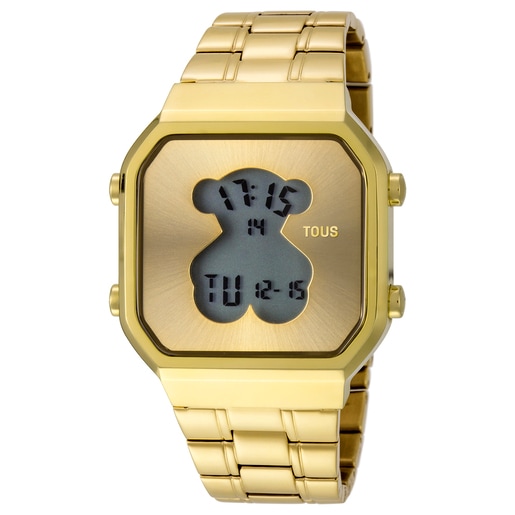 שעון דיגטלי בצבע זהב עם דובי