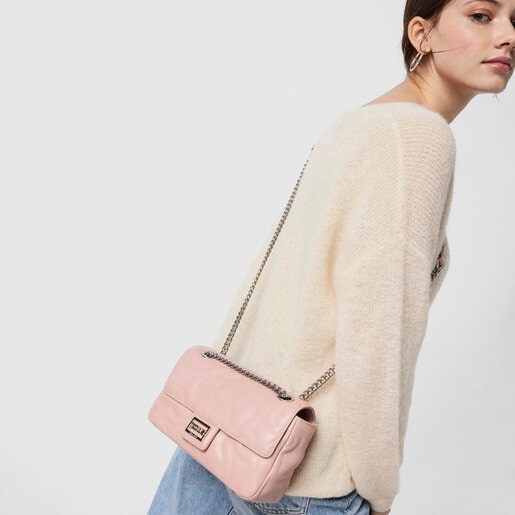 Small pink Kaos Dream Crossbody bag with a flap