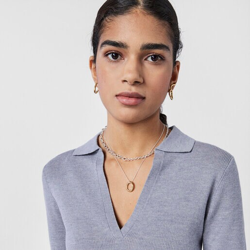 שרשרת TOUS Hav בשני גוונים מוורמיל כסף, עם טבעת