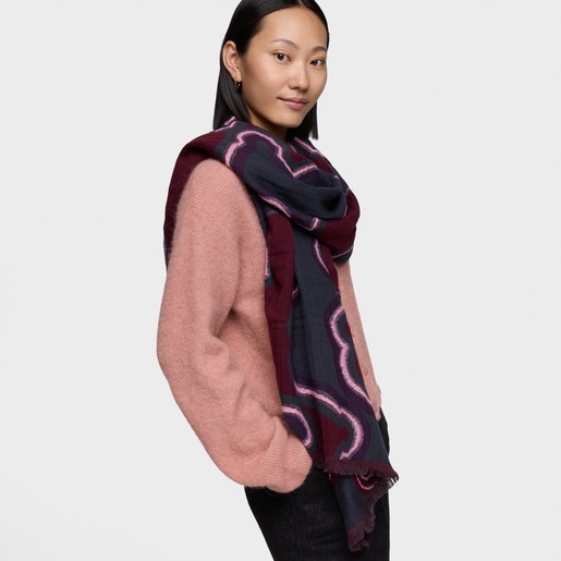Bufanda gris oscuro y burdeos TOUS Bear Waves