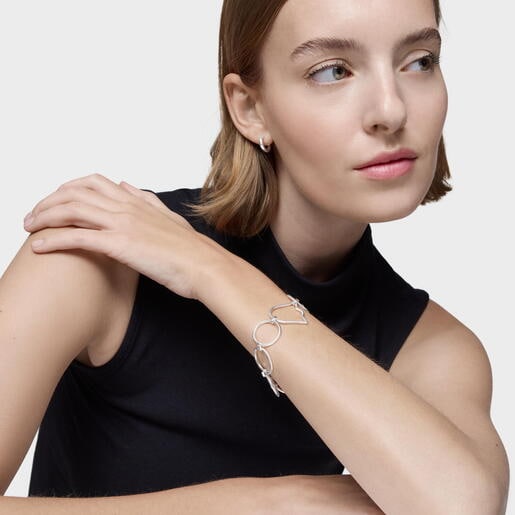 Pulsera cadena de plata y motivos Straight