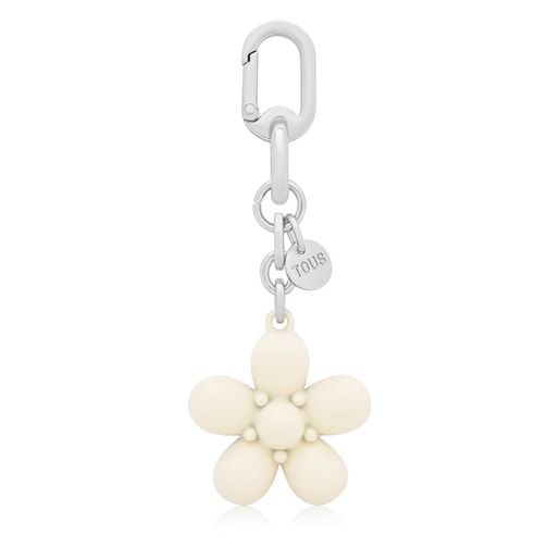 Llavero beige Puffed Daisy Flower