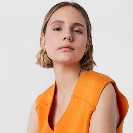 עגילי חישוק כפולים מורמייל צהוב ויברנט קולורס בשילוב אבני חן