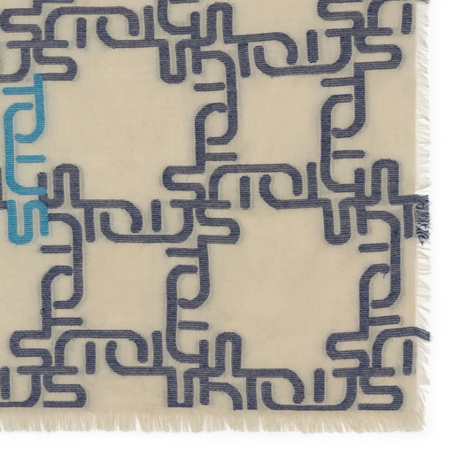 Niebieski żakardowy fular z kolekcji Logogram
