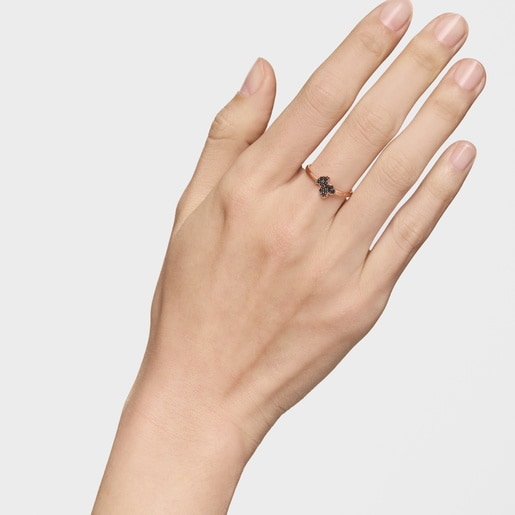 Rose Vermeil Silver TOUS Motif Ring with Spinels Bear motif