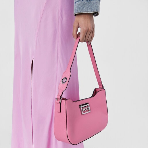 Sac porté épaule en cuir rose TOUS Legacy