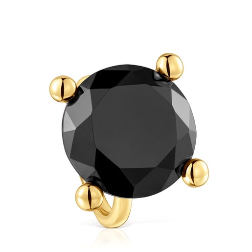 Anello in argento placcato oro 18 kt e onice grande Color Black