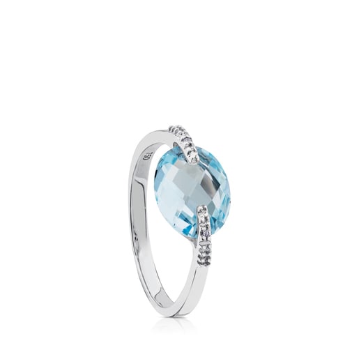 White Gold TOUS Color Kings Ring with diamonds and topaz