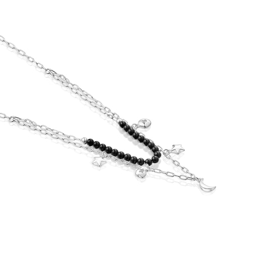 Silver Magic Nature double Necklace with onyx