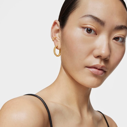 Double Hoop earrings with 18kt gold plating over silver Gloss