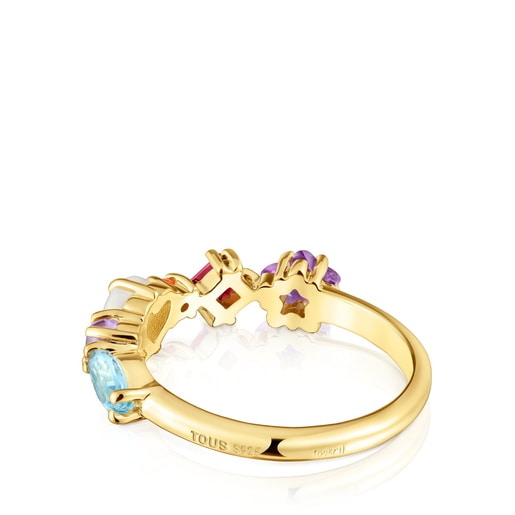 Anillo pequeño con baño de oro 18 kt sobre plata y motivos gemas Sugar Party