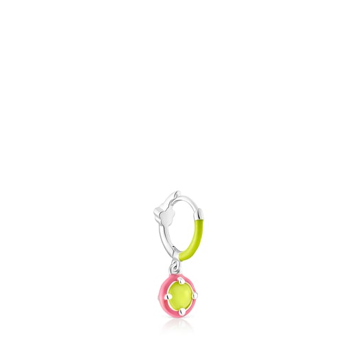Silver TOUS Vibrant Colors Hoop earring with chalcedony and enamel