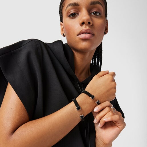 TOUS Black IP Steel Mesh Color Bracelet with Onyx | Westland Mall