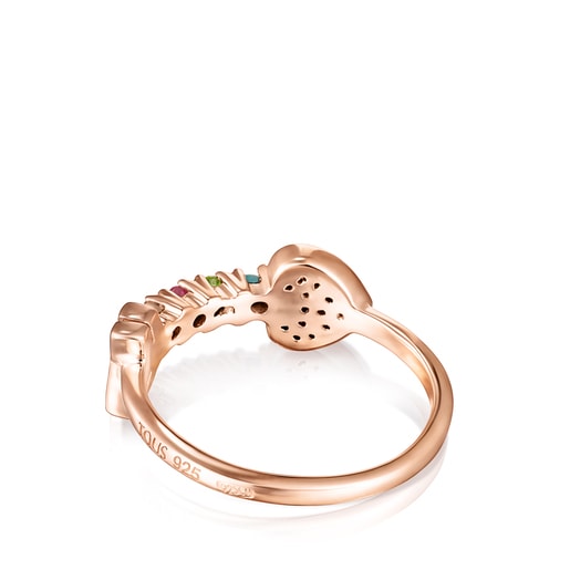 San Valentín arrow Ring in Rose Silver Vermeil with Gemstones