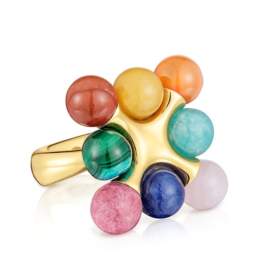 18kt gold plating over silver Ring with multicolored gemstones TOUS X LEA COLOMBO