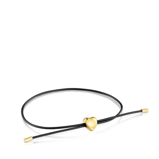 Pulsera corazón de oro 14 kt y caucho Bold Motif