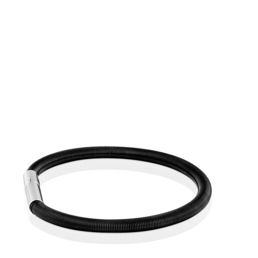 Bracelet en acier IP noir 17,5 cm Mesh Tube