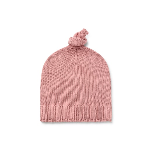 Gorro com nó de bebé Tricot cor-de-rosa